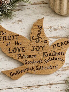 Fruit Of the Spirit Dove-Shaped Wooden Puzzle Love Joy Peace Galatians Scripture